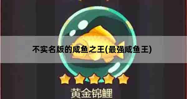 不实名版的咸鱼之王(最强咸鱼王)