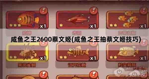 咸鱼之王2600蔡文姬(咸鱼之王抽蔡文姬技巧)